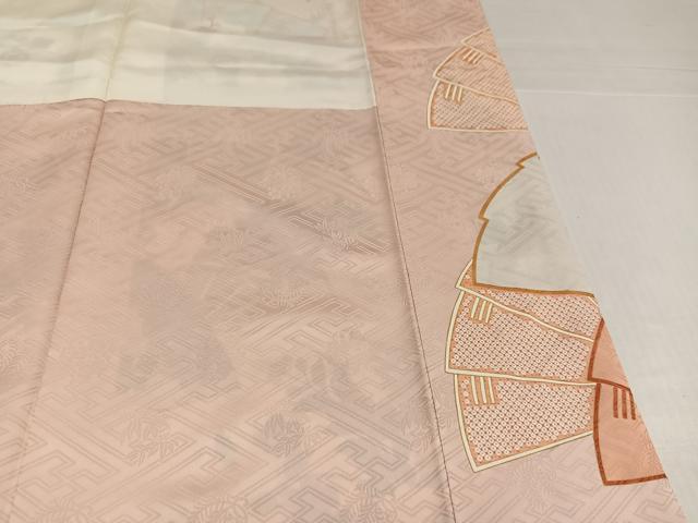 平和屋着物●豪華振袖 駒刺繍 檜扇草花文 金彩 正絹 逸品 AABJ3019ph