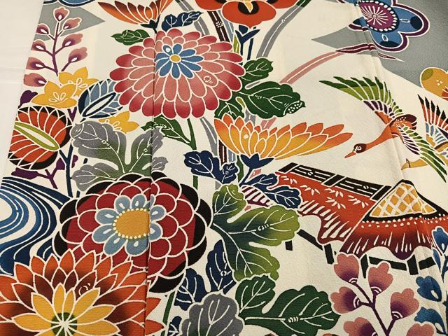 平和屋着物●豪華振袖 紅型 花鳥文 やまと誂製 正絹 逸品 AABJ3022ph