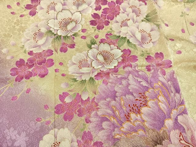 平和屋着物●豪華振袖 刺繍 花尽くし 暈し染め 金糸 正絹 逸品 AABJ3024ph