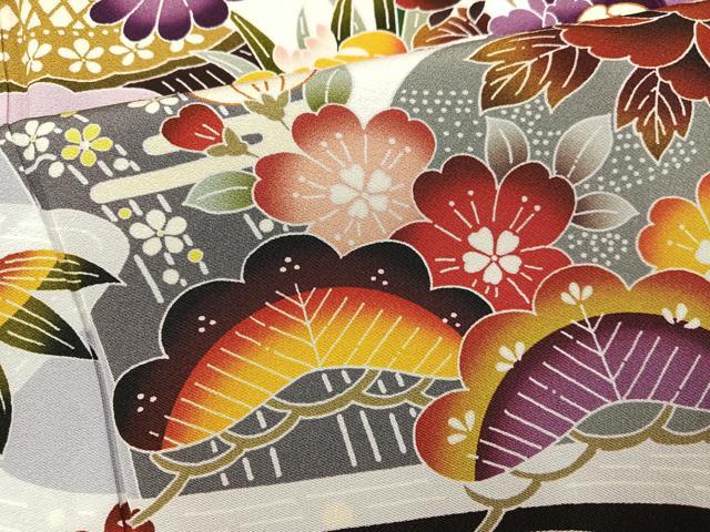平和屋着物●豪華振袖 紅型 草花文 ロング丈 正絹 逸品 AABJ3029ph