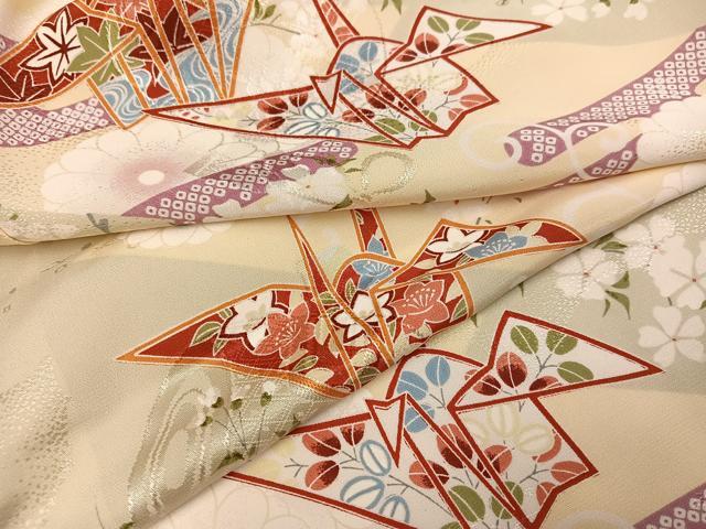 平和屋着物●長襦袢 袷 折り鶴花文 正絹 逸品 AABJ3033ph