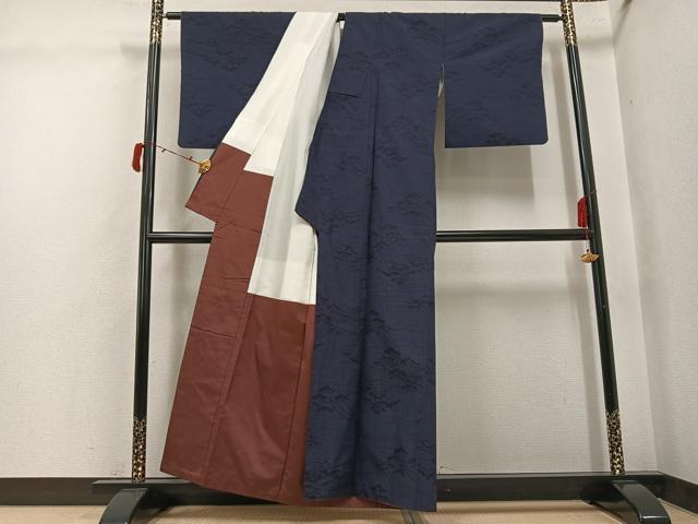 平和屋着物●結城紬 100亀甲 松 正絹 逸品 AABJ3034ph