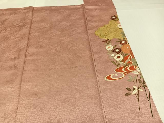 平和屋着物●豪華振袖 駒刺繍 几帳草花文 金彩 正絹 逸品 AABJ3036ph
