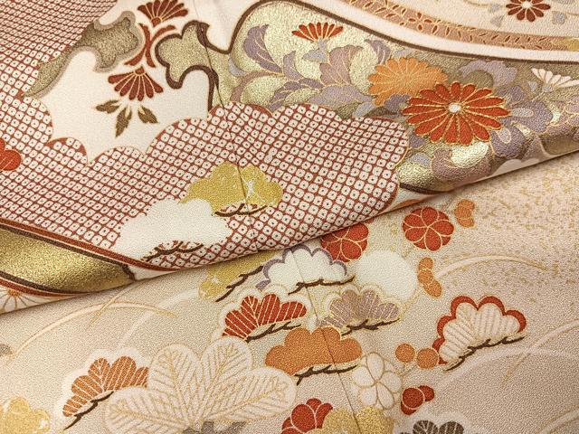 平和屋着物●訪問着 駒刺繍 花唐草文 金彩 正絹 逸品 未使用 AABJ3050ph