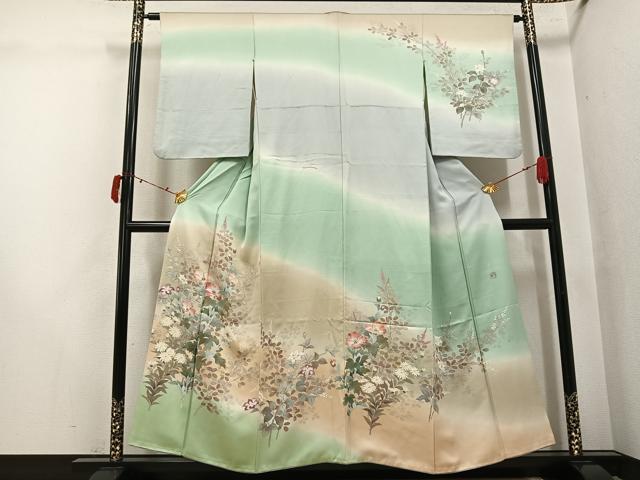 平和屋着物●訪問着 作家物 秀峰 枝花文 暈し染め 正絹 逸品 AABJ3065ph