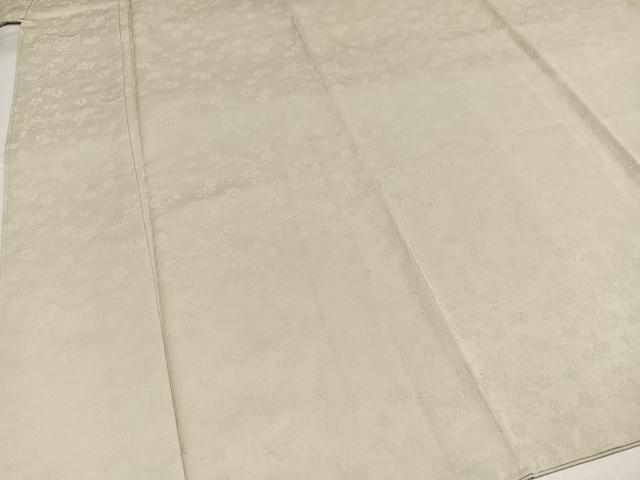 平和屋着物●上質な色無地 花地紋 練色 正絹 逸品 AABJ3066ph
