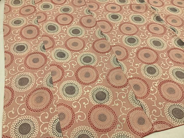 平和屋着物●上質な小紋 型染め 菊唐草文 鬼しぼ縮緬 正絹 逸品 AABJ3073ph
