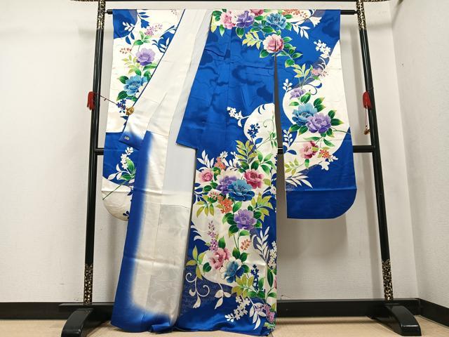 平和屋着物●豪華振袖 草花文 金彩 三越扱い 正絹 逸品 AABJ3076ph