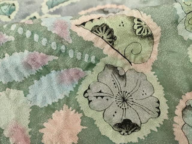 平和屋着物●訪問着 作家物 辻が花 暈し染め 銀通し地 正絹 逸品 AABJ3089ck