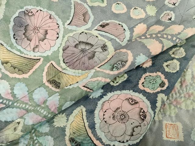 平和屋着物●訪問着 作家物 辻が花 暈し染め 銀通し地 正絹 逸品 AABJ3089ck