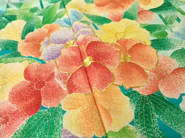 平和屋着物●豪華振袖 駒刺繍 草花文 暈し染め 金彩 正絹 逸品 AABJ3098ck