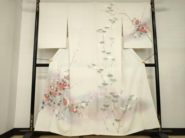 平和屋着物●訪問着 友禅 作家物 枝花文 暈し染め 金彩 正絹 逸品 AABJ3101ck