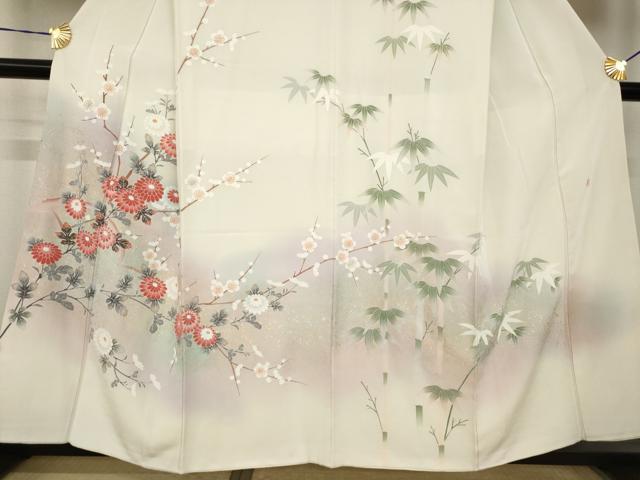 平和屋着物●訪問着 友禅 作家物 枝花文 暈し染め 金彩 正絹 逸品 AABJ3101ck