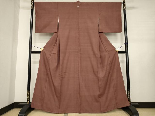 平和屋着物●結城紬 色無地 煤竹色 正絹 逸品 AABJ3102ck