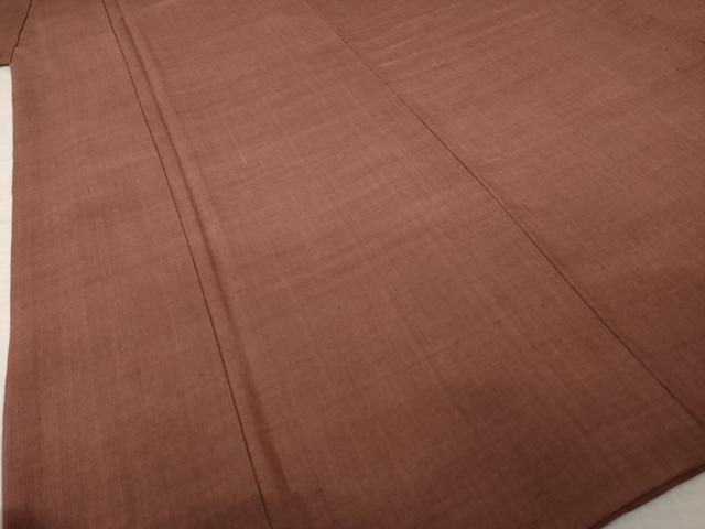 平和屋着物●結城紬 色無地 煤竹色 正絹 逸品 AABJ3102ck