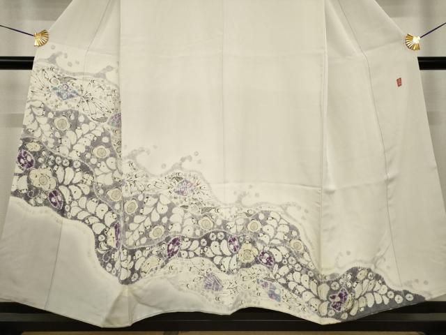 平和屋着物●日本工芸会正会員 福村廣利 絵絞庵 色留袖 辻が花 道長花文 正絹 逸品 AABJ3104ck