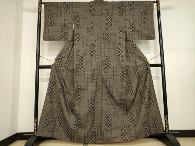 平和屋着物●本場大島紬 一元7マルキ 短冊花文 正絹 逸品 AABJ3105ck