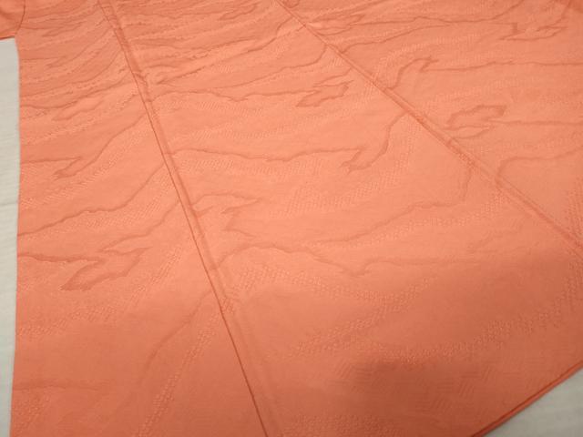 平和屋着物●上質な色無地 鹿の子霞地紋 蘇緋色 正絹 逸品 AABJ3120ck