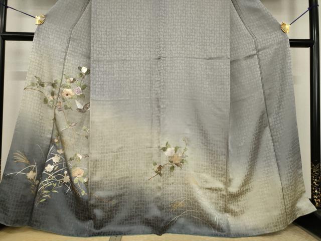 平和屋着物●訪問着 花鳥文 暈し染め 金彩 正絹 逸品 AABJ3127ck