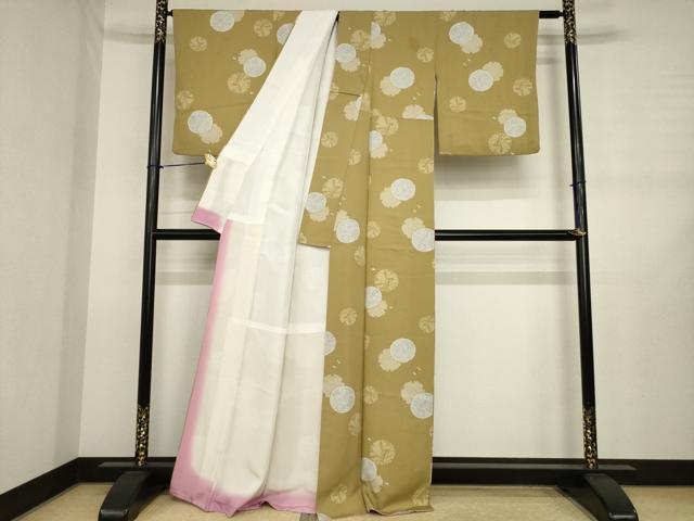 平和屋着物●上質な小紋 雪輪重ね花文 正絹 逸品 AABJ3128ck