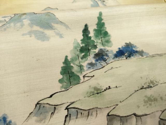 平和屋着物●豪華色留袖 紬地 手描き 渡り橋風景文 暈し染め 金彩 正絹 逸品 AABJ3129ck