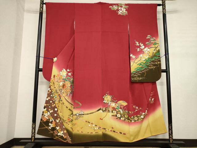 平和屋着物●豪華振袖 駒刺繍 花鼓文 暈し染め 金彩 正絹 逸品 AABJ3130ck