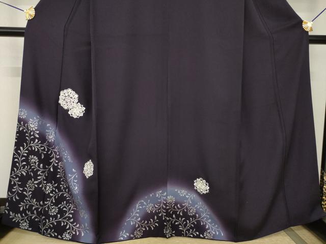平和屋着物●訪問着 刺繍 飾花文 丹後ちりめん 暈し染め 金糸 銀彩 反端付き さが美扱い 正絹 逸品 AABJ3146ck