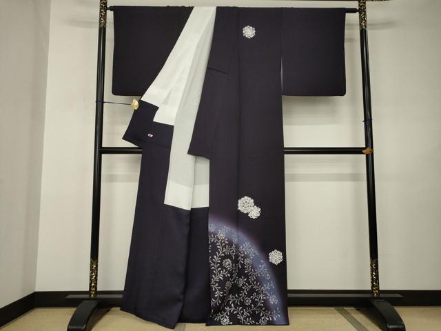 平和屋着物●訪問着 刺繍 飾花文 丹後ちりめん 暈し染め 金糸 銀彩 反端付き さが美扱い 正絹 逸品 AABJ3146ck