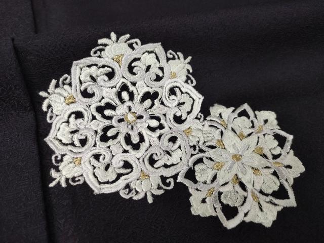 平和屋着物●訪問着 刺繍 飾花文 丹後ちりめん 暈し染め 金糸 銀彩 反端付き さが美扱い 正絹 逸品 AABJ3146ck