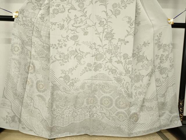平和屋着物●中国三大刺繍 スワトウ刺繍 汕頭刺繍 お召 訪問着 道長更紗花文 金糸 正絹 逸品 AABJ3148ck