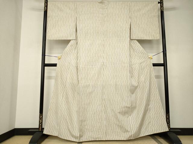 平和屋着物●ぜんまい紬 縞 正絹 逸品 AABJ3149ck