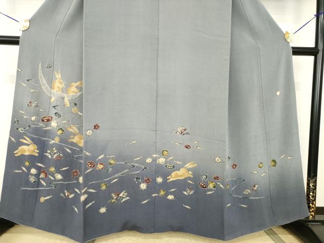 平和屋着物●青山みとも 東京友禅 久呂田明功 訪問着 辻が花 兎花文 鬼しぼ縮緬 正絹 逸品 AABJ3150ck