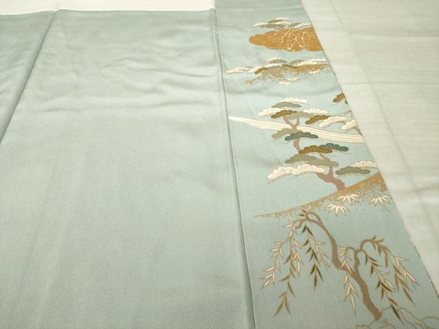 平和屋着物●訪問着 駒刺繍 遠山花文 金彩 正絹 逸品 AABJ3154ck