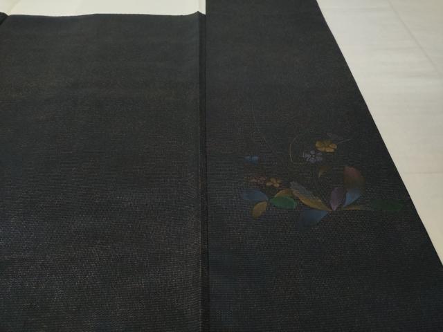 平和屋着物●本場縞大島紬 訪問着 流水花鳥文 正絹 逸品 AABJ3156ck
