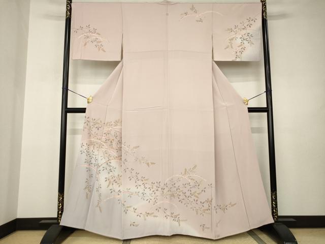 平和屋着物●訪問着 芝 枝葉文 金彩 正絹 逸品 AABJ3157ck