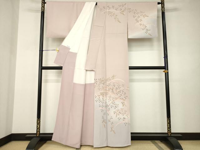 平和屋着物●訪問着 芝 枝葉文 金彩 正絹 逸品 AABJ3157ck