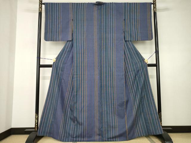 平和屋着物●上質な紬 縞 正絹 逸品 AABJ3158ck