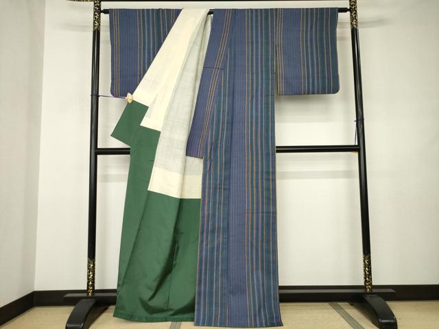平和屋着物●上質な紬 縞 正絹 逸品 AABJ3158ck