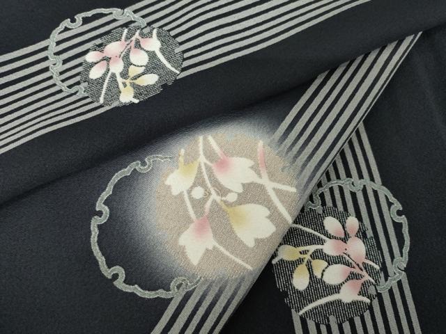 平和屋着物●上質な小紋 雪輪重ね花文 蛍暈し 正絹 逸品 AABJ3159ck