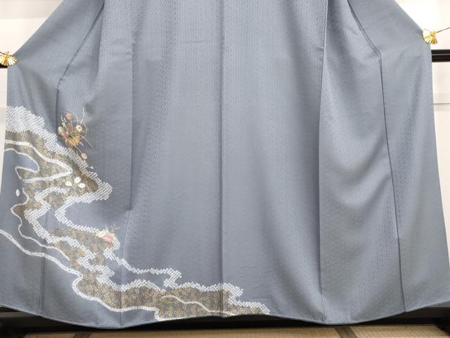 平和屋着物●訪問着 中国三大刺繍 汕頭刺繍 スワトウ刺繍 駒刺繍 絞り 雪輪草花文 銀糸 金彩 正絹 逸品 AABJ3164cs