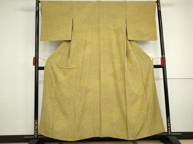 平和屋着物●上質な小紋 麻の葉文様 絹 逸品 AABJ3167cs