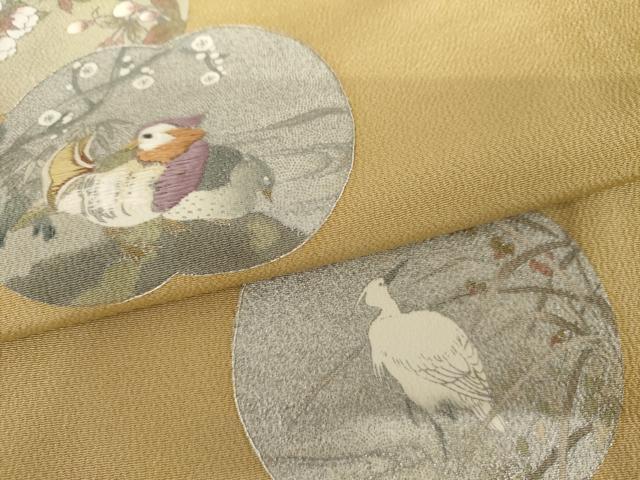 平和屋着物●松尾光琳 色留袖 刺繍 琳派草花図 花鳥文 銀糸 銀彩 鬼しぼ縮緬 正絹 逸品 AABJ3175cs