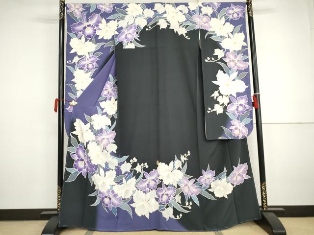 平和屋着物●豪華振袖 胡蝶蘭 暈し染め 金彩 正絹 逸品 AABJ3176cs