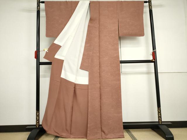 平和屋着物●上質な色無地 芝地紋 宗伝唐色 正絹 逸品 未使用 AABJ3188cs