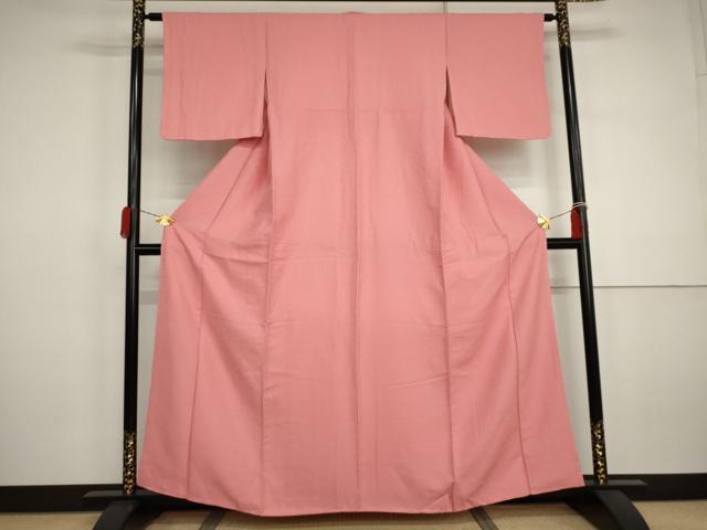 平和屋着物●上質な色無地 紋意匠 桃色 正絹 逸品 未使用 AABJ3196cs