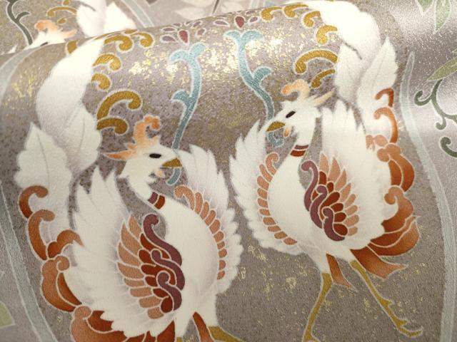 平和屋着物●豪華色留袖 作家物 立涌鳳凰花唐草文 金彩 正絹 逸品 AABJ3200cs