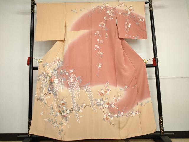 平和屋着物●訪問着 友禅 花車文 暈し染め 正絹 逸品 AABJ3203cs