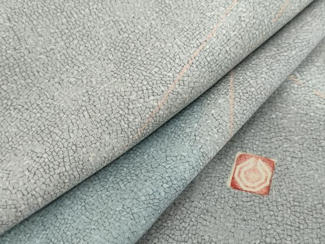 平和屋着物●石川県指定無形文化財 牛首紬 白山工房 手織り 訪問着 斜縞 正絹 逸品 AABJ3212cs