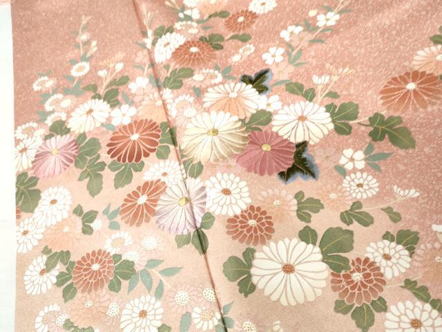 平和屋着物●訪問着 刺繍 芝花文 暈し染め 金糸 金彩 正絹 逸品 AABJ3214cs