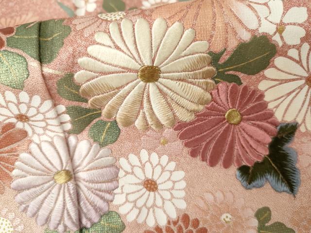 平和屋着物●訪問着 刺繍 芝花文 暈し染め 金糸 金彩 正絹 逸品 AABJ3214cs
